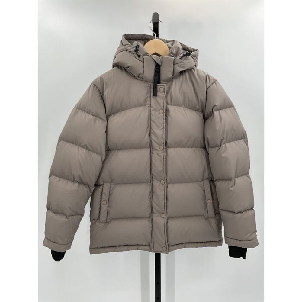 Quince Taupe Hooded Puffer Jacket